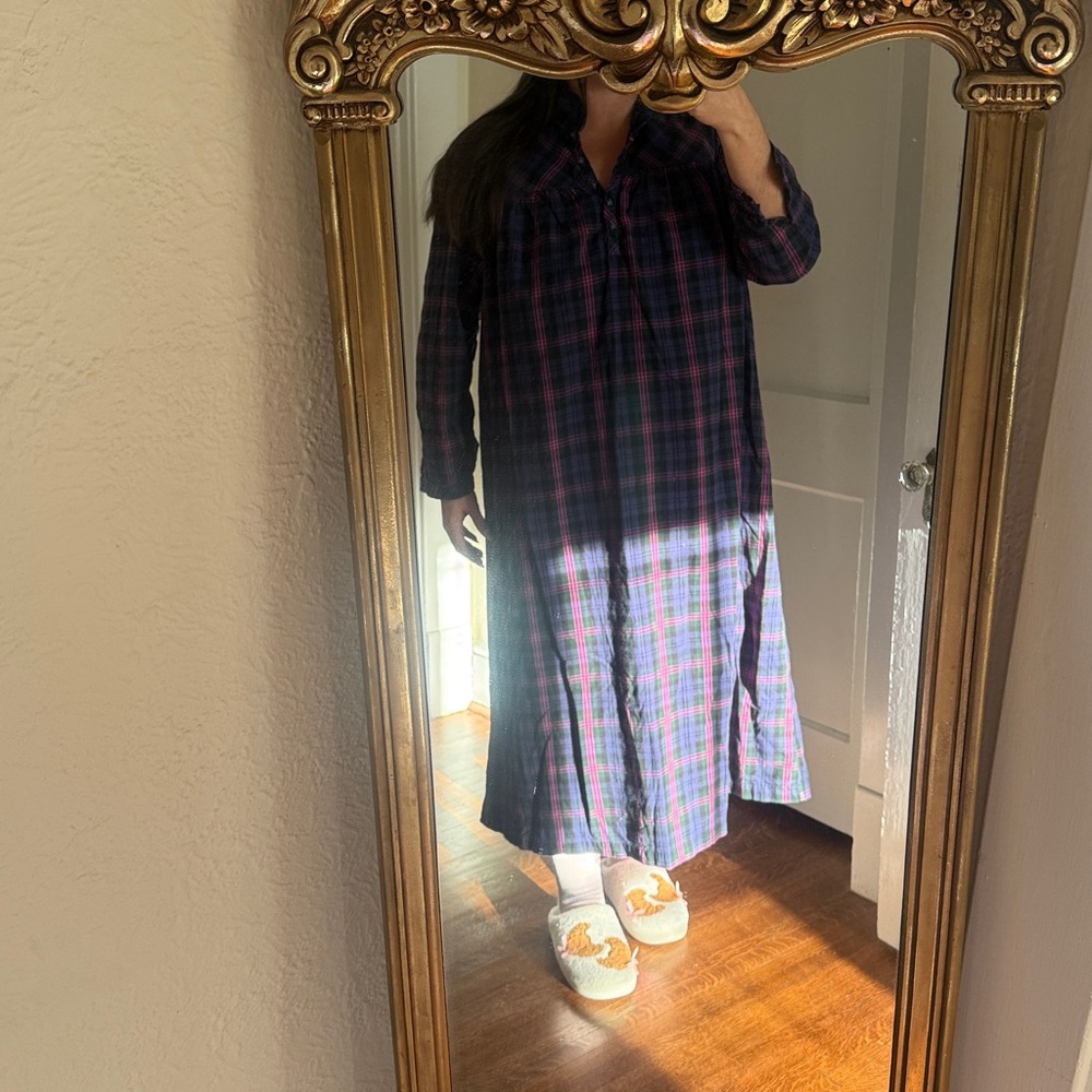 L.L.Bean Long Flannel Cotton Nightgown - Picture 7 of 8